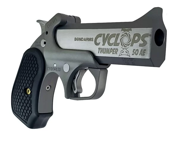 Bond Arms Cyclops Thumper .50 AE 4.25-inch single-shot handgun stainless B6 grips
