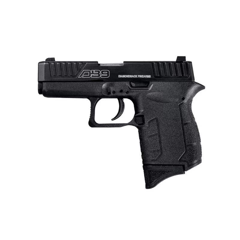 Diamondback DB9 Gen4 9mm pistol with black polymer frame and serrated black stainless slide