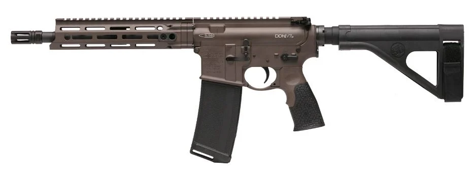 Daniel Defense DDM4 V7P pistol, 5.56 NATO, 10.3-inch barrel, brown Cerakote, SBA3 brace
