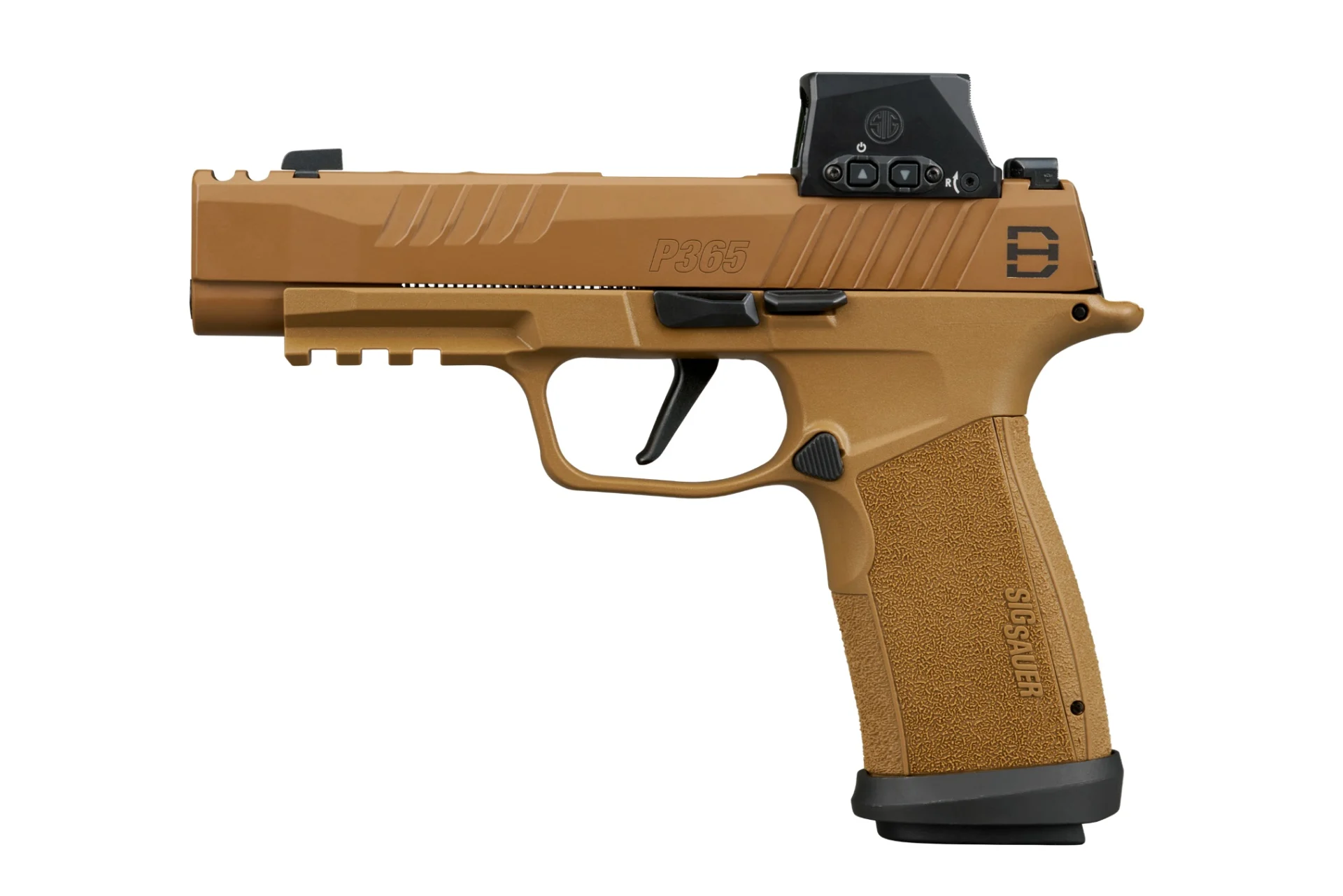 Sig Sauer P365-DH3 9mm 3.7 inch Romeo-X optics-ready pistol in coyote finish
