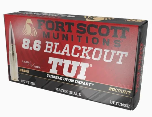 Fort Scott Munitions 8.6 Blackout 235gr TUI solid copper rifle ammo 20-round box