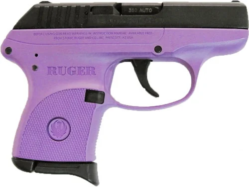 Ruger LCP Lady Lilac TALO .380 ACP pistol with blued slide and purple frame