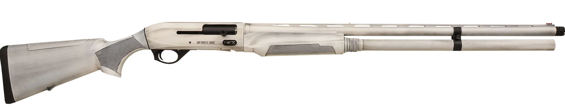 GForce Arms GF One 12 Gauge 28in white Cerakote semi-auto shotgun side view