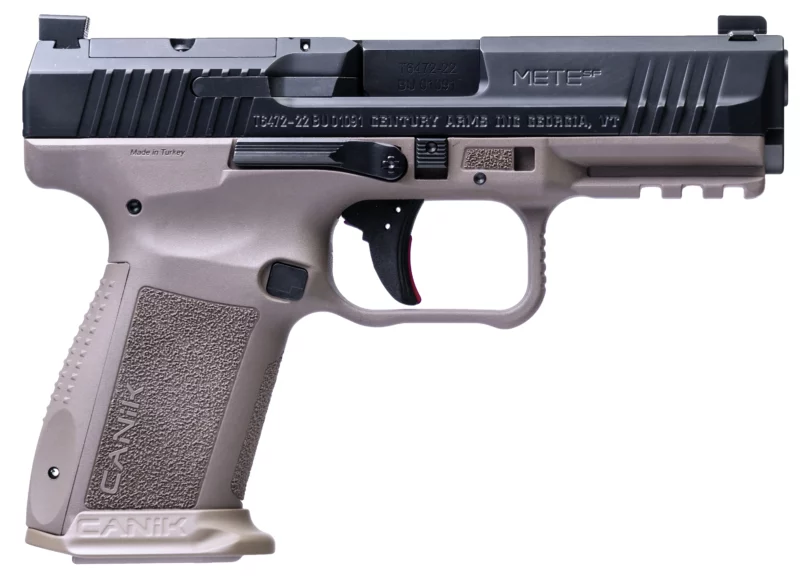 Canik METE SF 9mm FDE compact pistol with optics-ready slide and two 15-round magazines