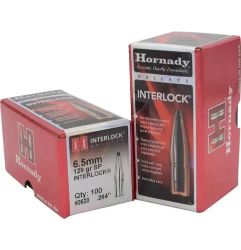 Hornady InterLock 6.5mm .264 129 gr SP bullets 100 count box