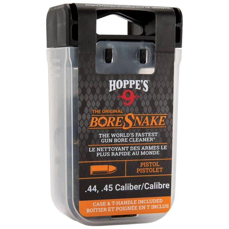 Hoppe's BoreSnake Den pistol and revolver cleaner for .44-.45 caliber with case and T-handle