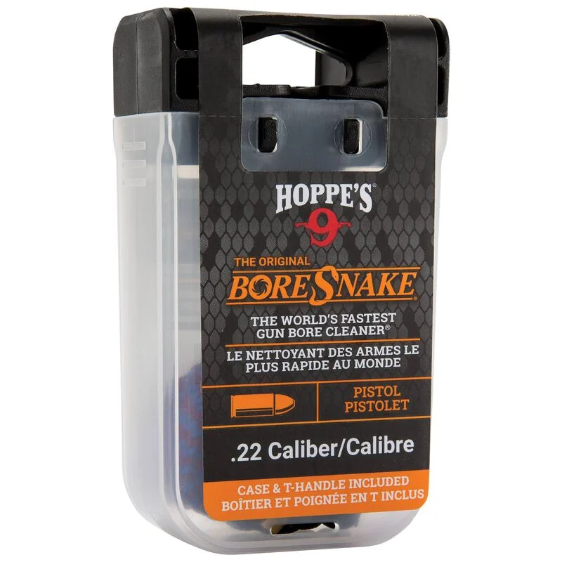 Hoppe's BoreSnake Den .22 Cal Pistol cleaner with T-handle and storage case