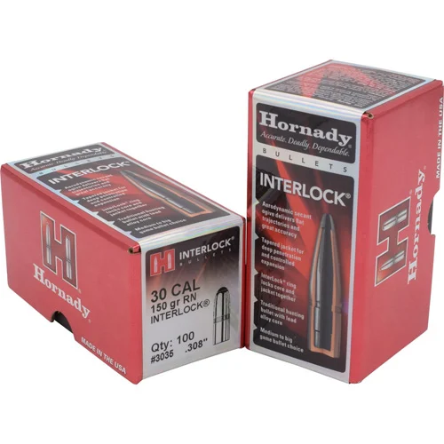 Hornady InterLock 150 gr RN bullets box of 100