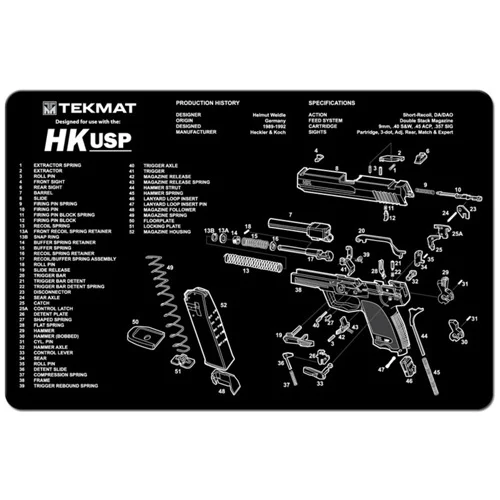 TekMat 11x17 Heckler & Koch HK USP cleaning mat with neoprene backing