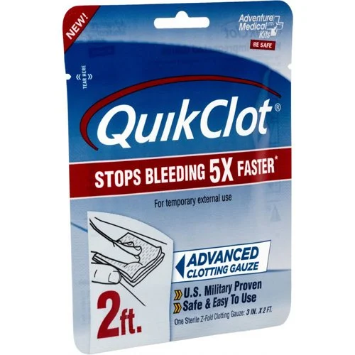 Adventure Medical Kits QuikClot hemostatic gauze 3 x 24 white kaolin-impregnated