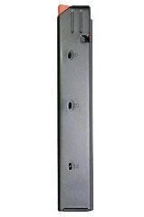Asc AR Family 9mm Luger 20rd magazine with orange follower and black stainless steel body