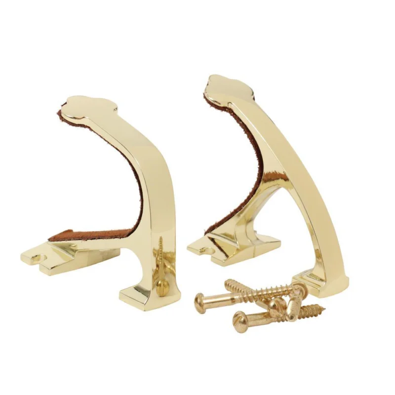 Allen 5641 brass gun hanger set for rifle and shotgun wall display with felt lining