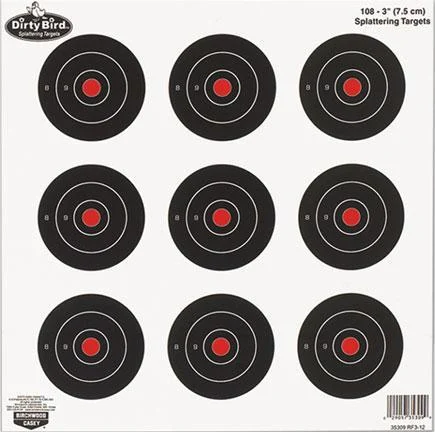 Birchwood Casey Dirty Bird 3-inch bullseye splattering targets, 12-sheet pack