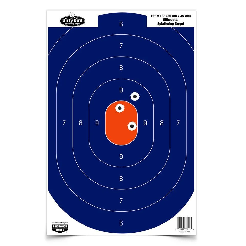 Birchwood Casey Dirty Bird 12x18 blue and orange silhouette paper target pack of 50
