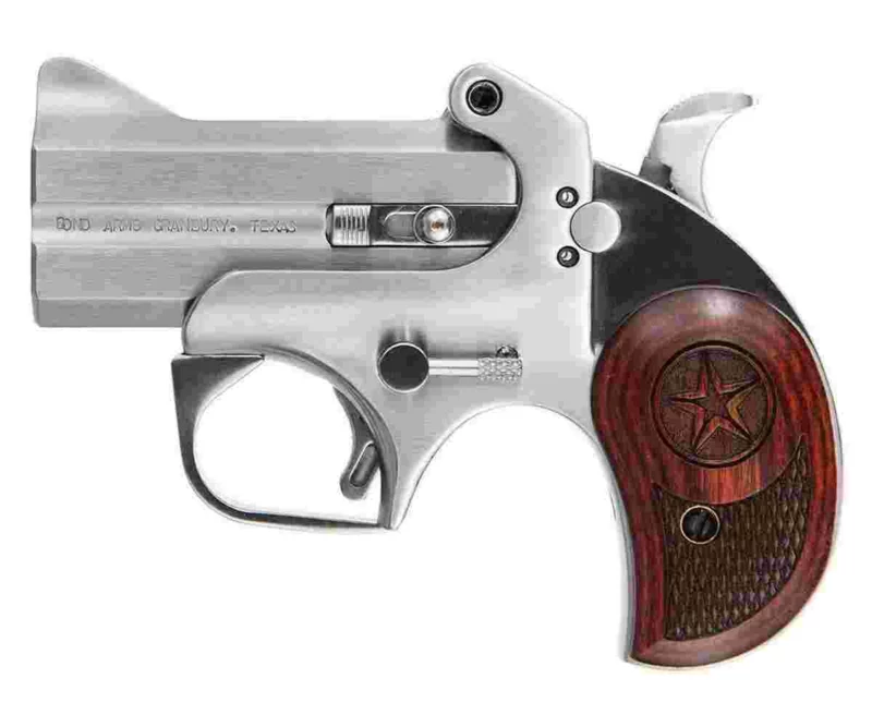 Bond Arms Cowboy Defender 3-inch stainless derringer with laminated rosewood grips