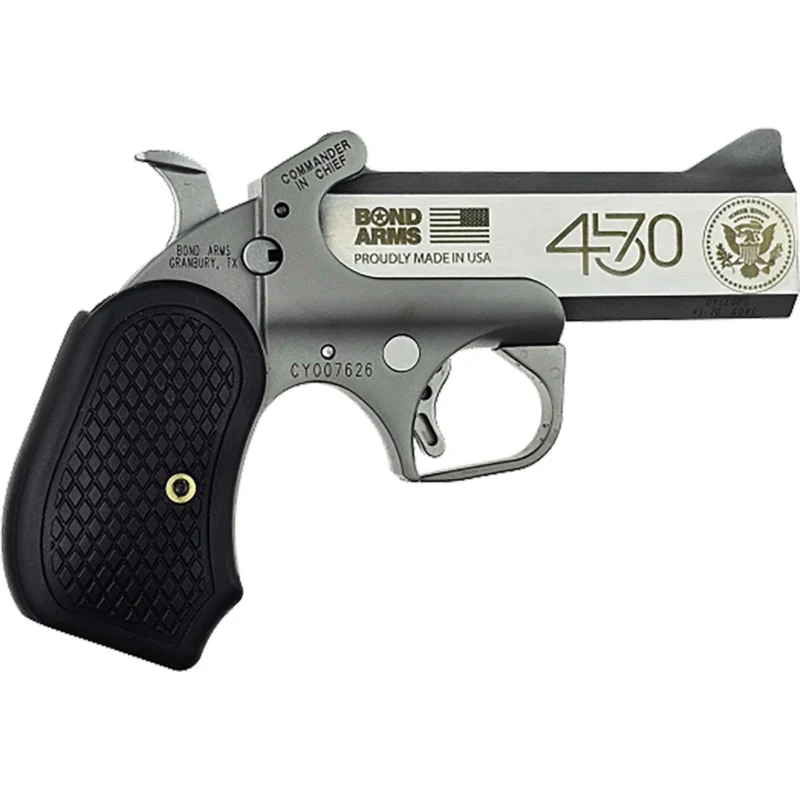 Bond Arms Trump 45-47 'Commander and Chief' .45-70 4.25 inch derringer stainless frame extended B6 grips