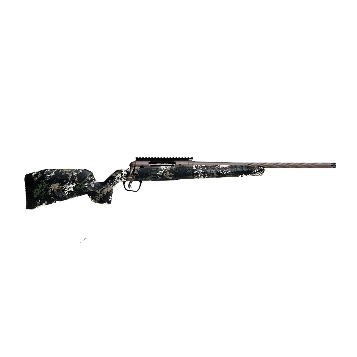 Savage Axis 2 Pro Forest SP Compact .243 Winchester rifle with 20 in fluted threaded barrel and Forest SP camo stock