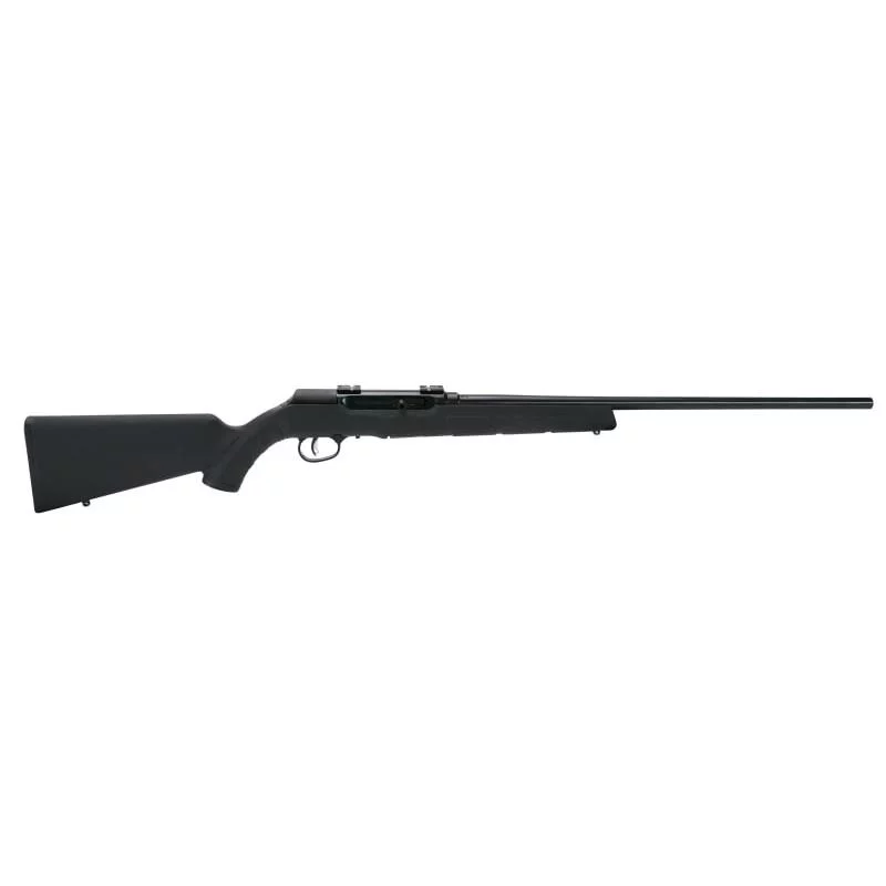 Savage A22 .22 LR rifle, blued receiver with matte black synthetic stock and 10-round rotary magazine
