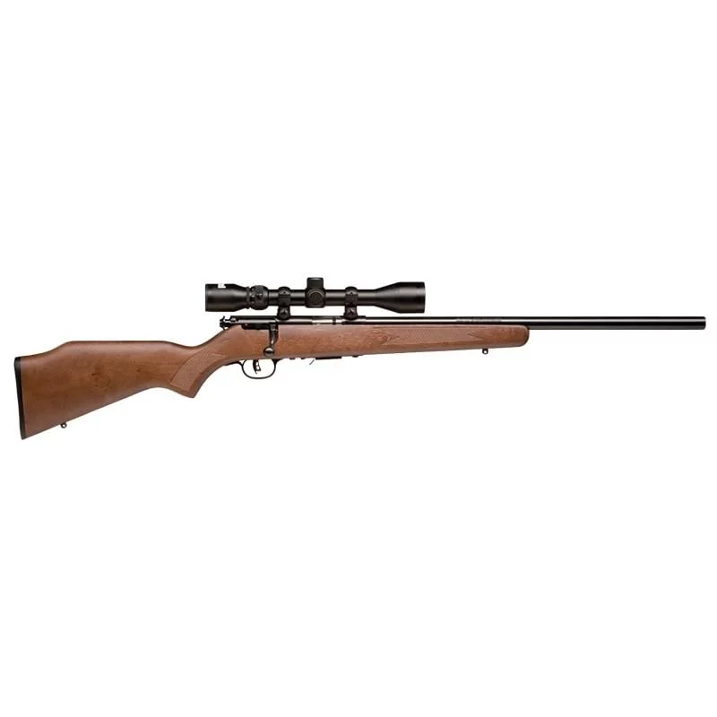Savage 93R17 GVXP bolt-action rifle with satin hardwood stock and mounted 3-9x40 scope