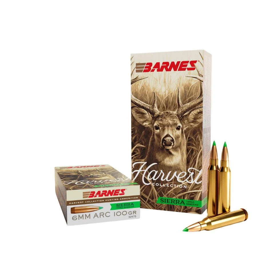 Barnes Harvest 6mm ARC 100gr Sierra Tipped GameKing ammunition box, 20 rounds