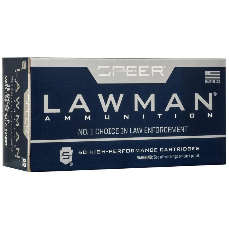 Speer Lawman Clean-Fire .38 Spl (+P) 158gr TMJ 50-count box