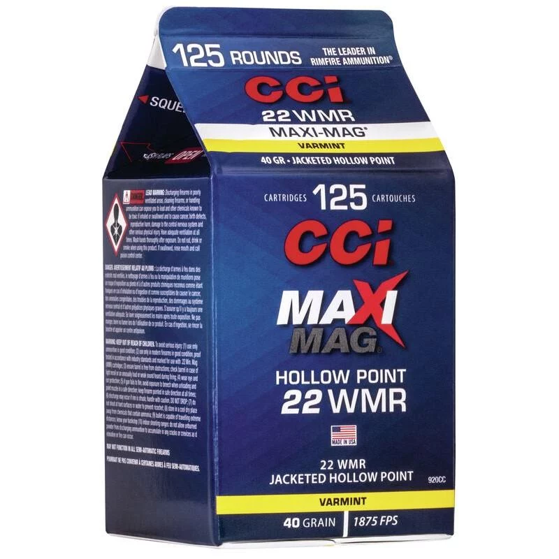 CCI Maxi-Mag .22 WMR 40 gr JHP 125rd box product image