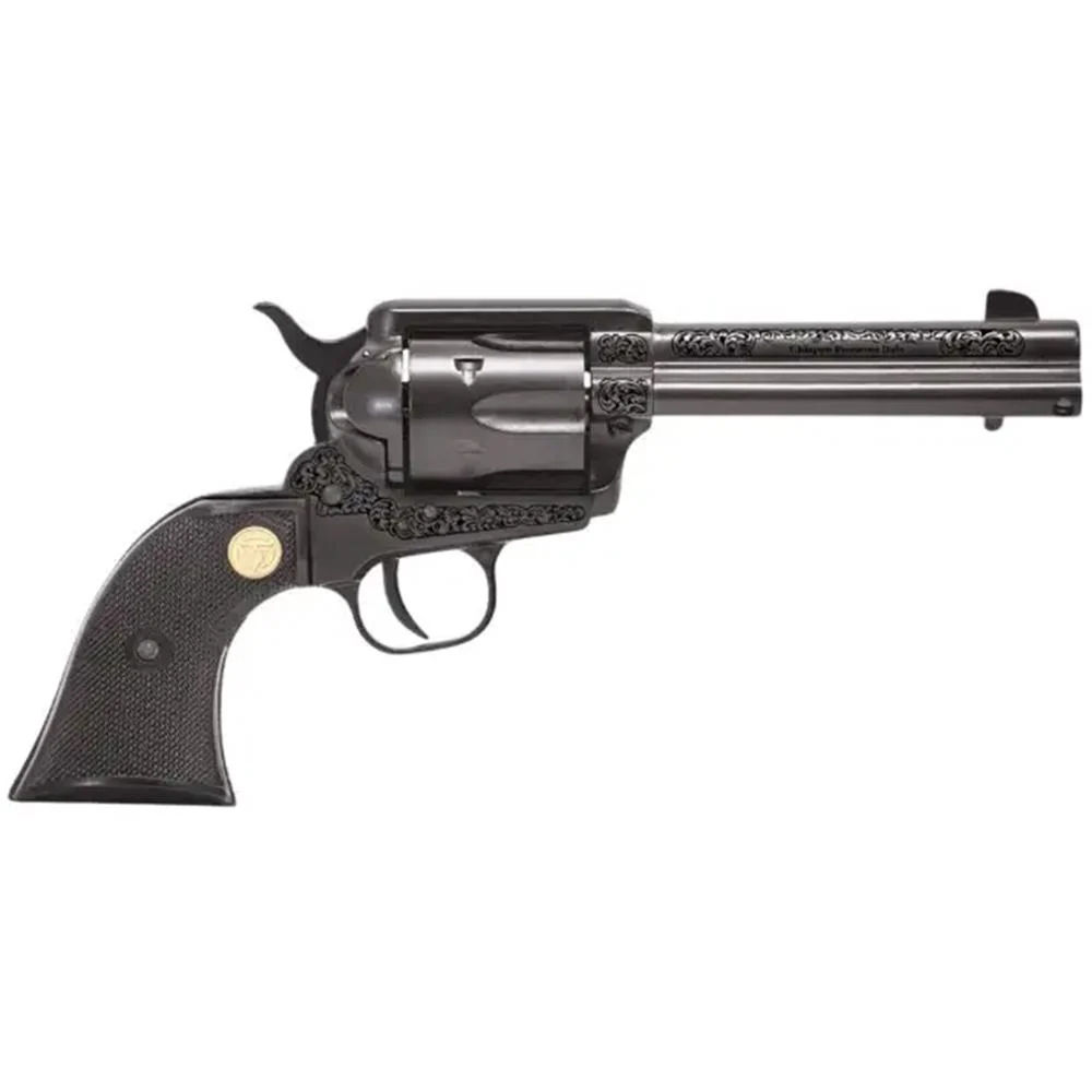 Chiappa 1873 engraved single-action revolver, black finish, 4.75-inch barrel, 6-round cylinder