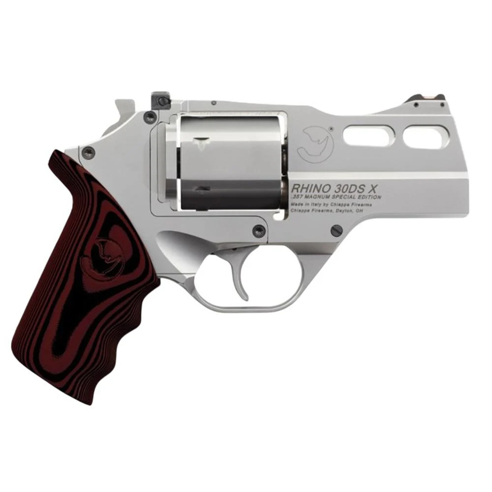 Chiappa Rhino 30SAR X .357 Magnum 3 inch stainless revolver with black/red G10 grips and fiber optic front sight