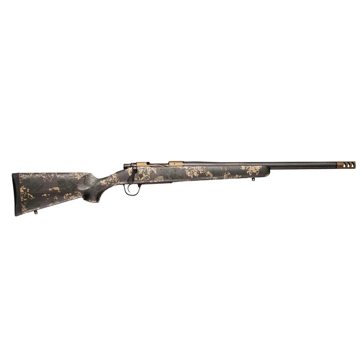 Christensen Arms Ridgeline FFT 22 Creedmoor rifle with 20-inch threaded carbon fiber barrel in burnt bronze finish