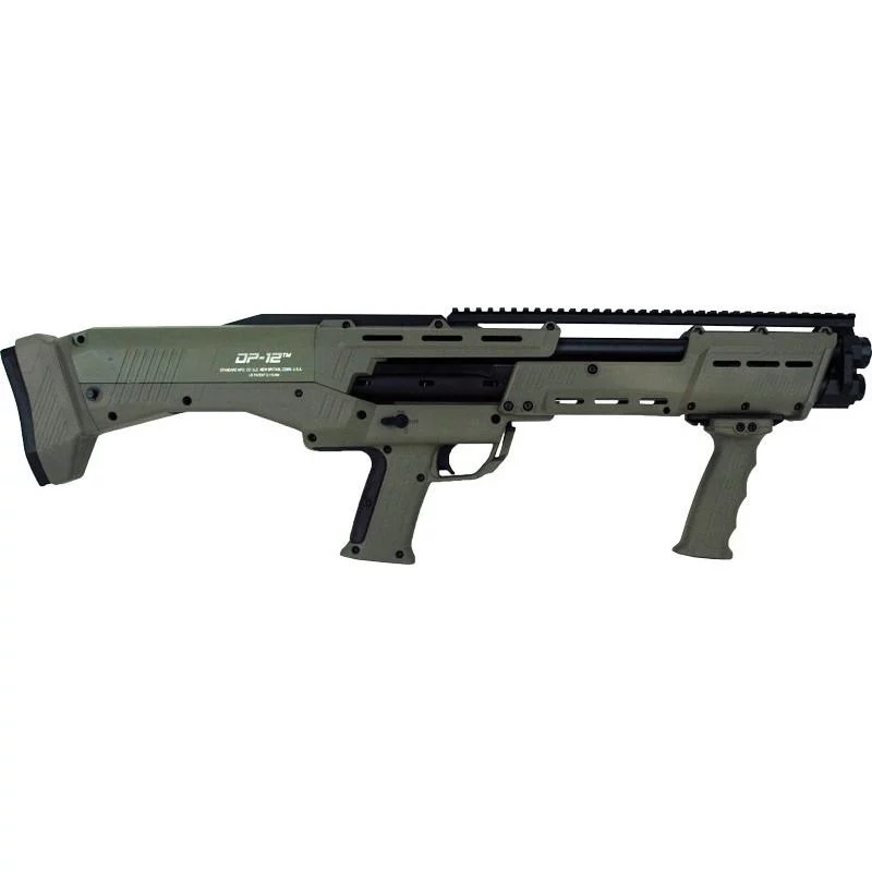 Standard Manufacturing DP-12 OD Green double-barrel pump shotgun side view