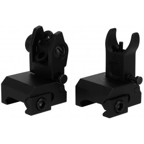 Tacfire AR front and rear flip-up iron sights on white background