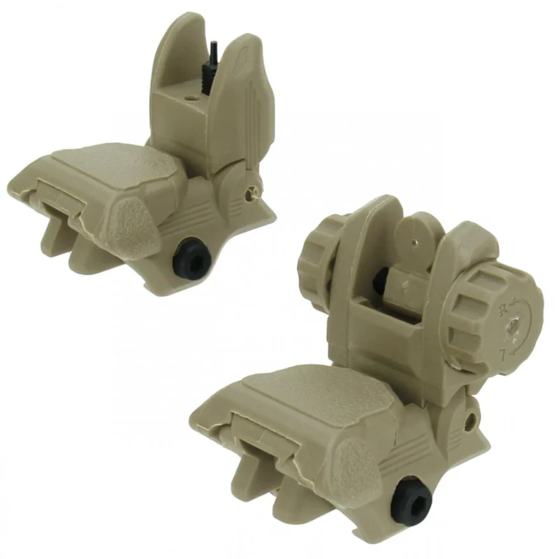 Tacfire AR-15 same-plane low-profile pop-up iron sights in tan