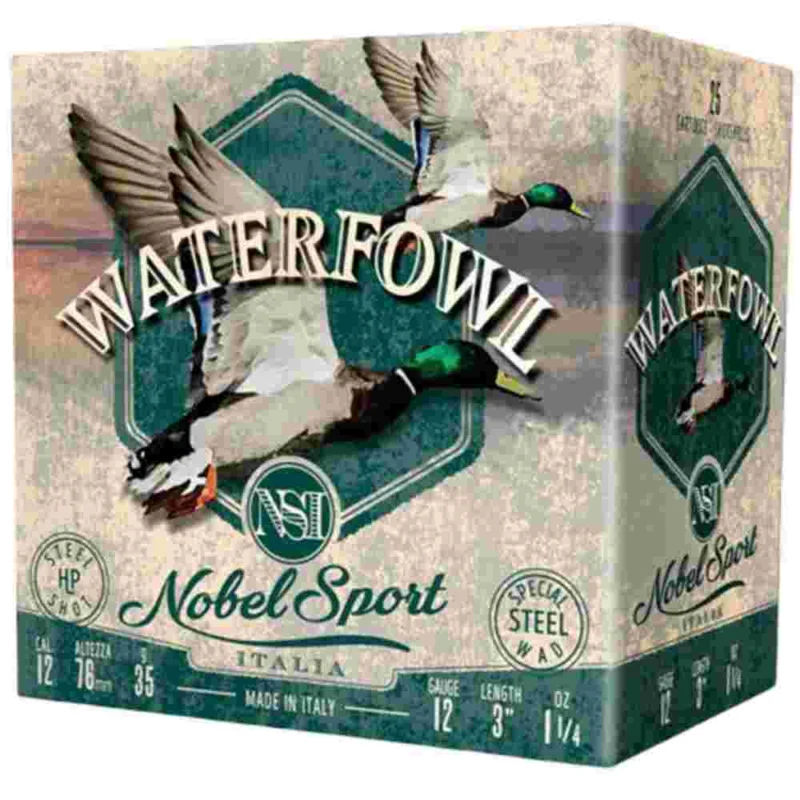 Nobel Sport Steel Waterfowl 12 ga 3 inch #4 shotshells 25 per box