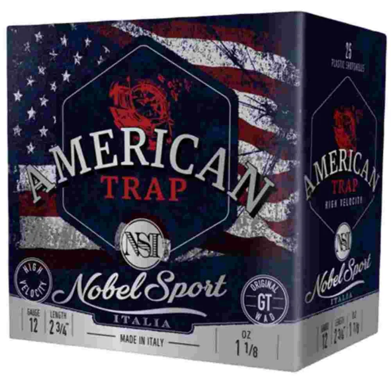 Box of Noble NSI 12 ga 2-3/4" 1-1/8 oz target shotshells, 25 count