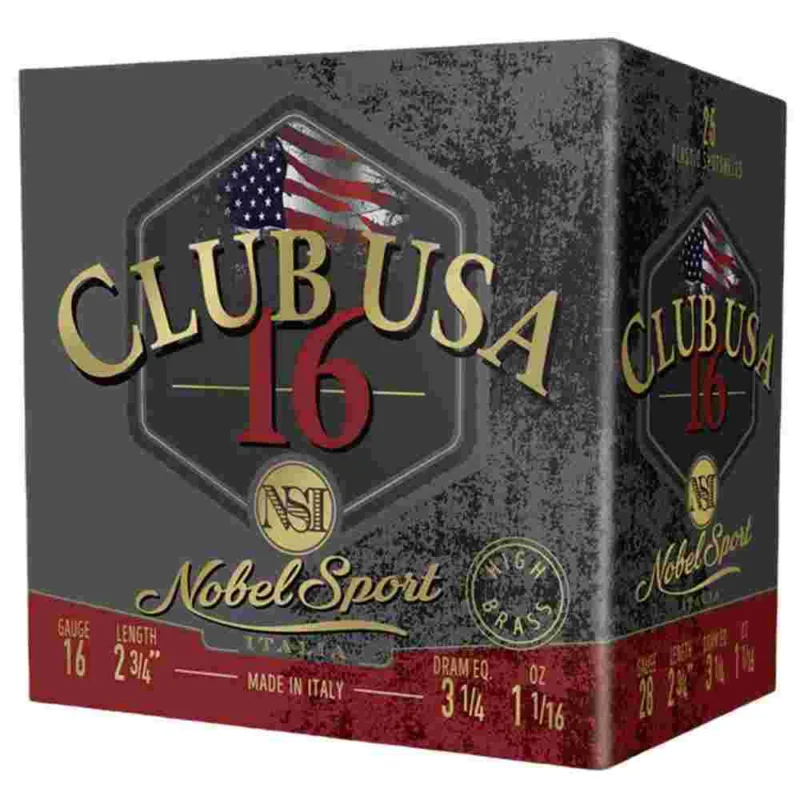 Eurosports Nobel Sport Club USA 16 ga 2-3/4" shotshells 25-count box
