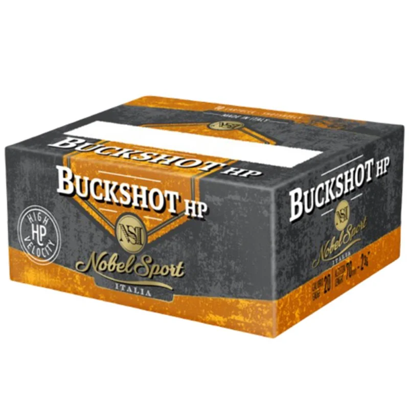 Nobel Sport 20 ga 2-3/4" 9-pellet buckshot box, 10 rounds