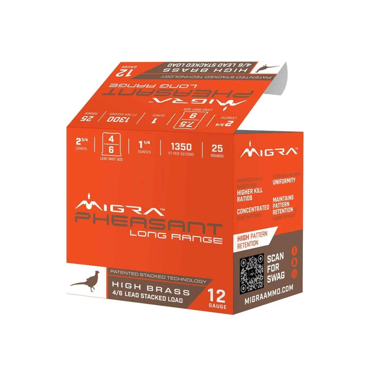 Migra Pheasant Long Range 12ga 2-3/4" 1-1/4oz shotshell box 25ct