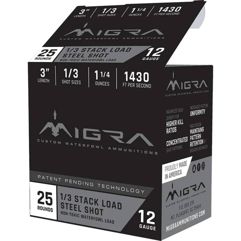 Migra Staxd 12 Gauge 3" 1 1/4 oz Waterfowl Steel Shotshells 25ct box