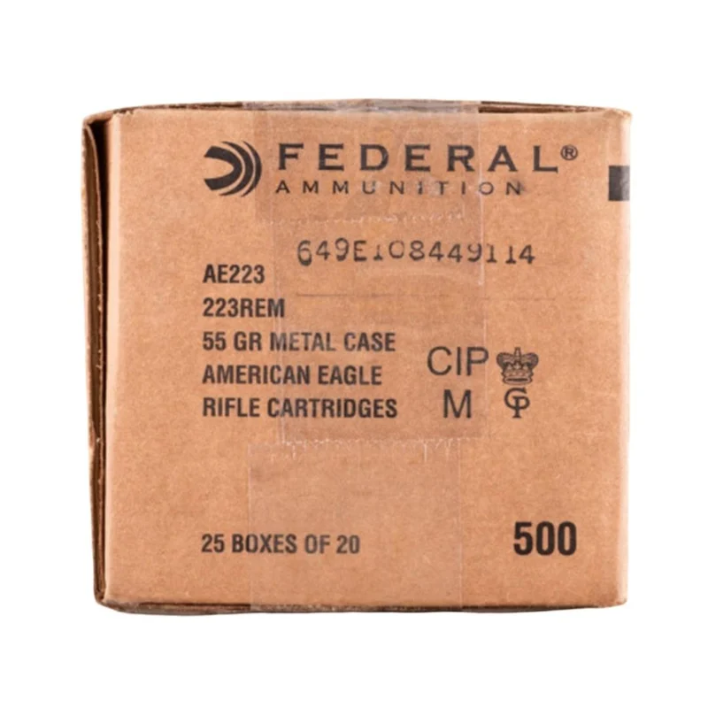 Federal Ammunition American Eagle .223 Rem 55 gr FMJ 500 round case product image