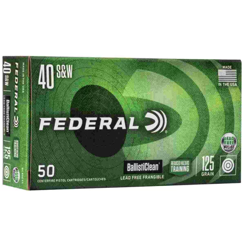 Federal BallistiClean RHT .40 S&W 125 gr lead-free frangible ammunition 50-round box