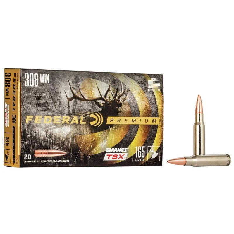 Federal Barnes TSX HP .308 Win 165gr ammunition box, 20 rounds