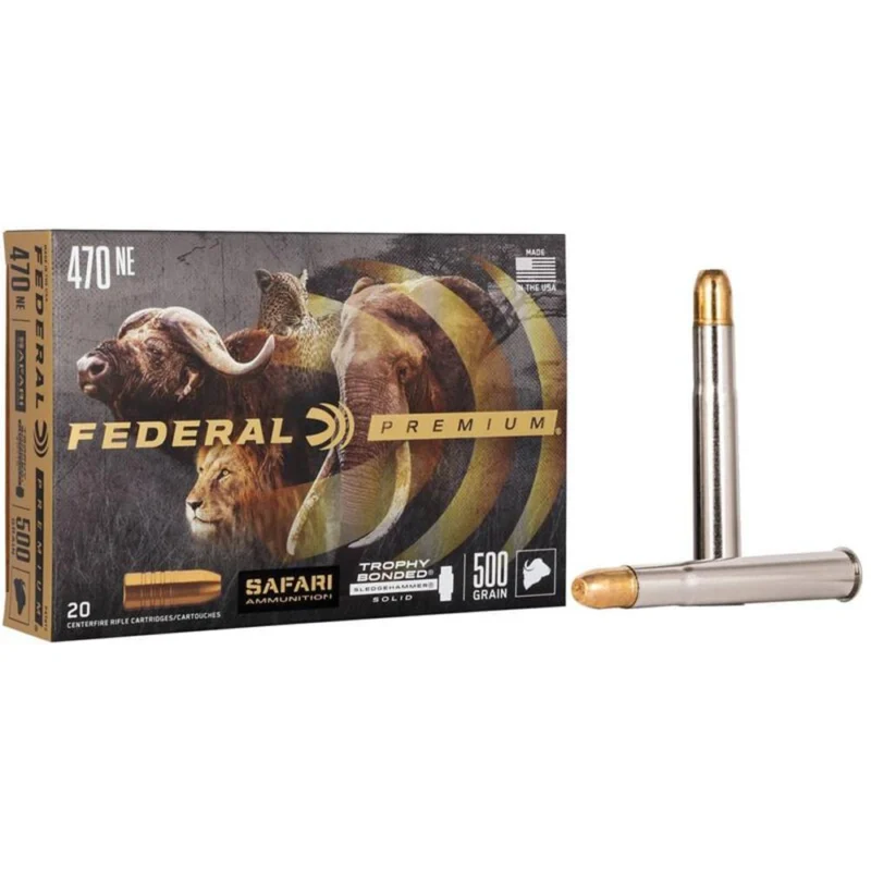 Federal Premium Cape-Shok .470 Nitro Express 500 gr Trophy Bonded Sledgehammer ammunition box