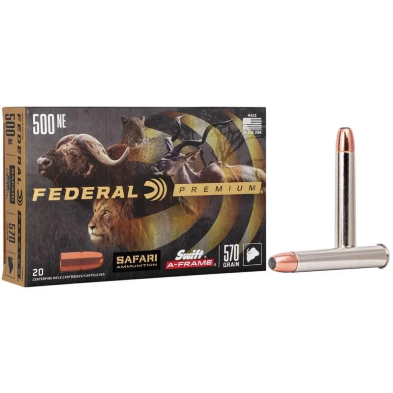 Federal Premium Cape-Shok .500 Nitro Express 570 gr Swift A-Frame ammunition — 20 rounds per box