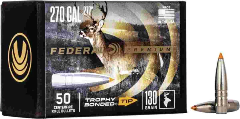 Federal Ammunition 130 gr Trophy Bonded Tip reloading bullets, 50 count