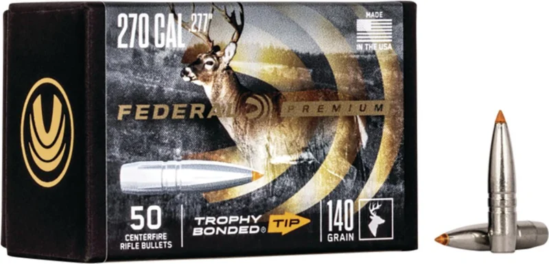 Federal Ammunition 140gr Trophy Bonded Tip bullets, 50 count