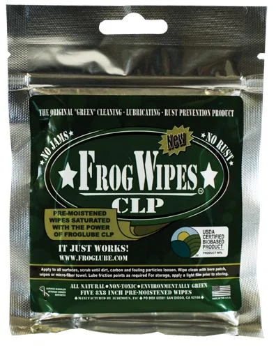 FrogLube FrogWipes 8x8 pre-moistened cleaning wipes 5-pack