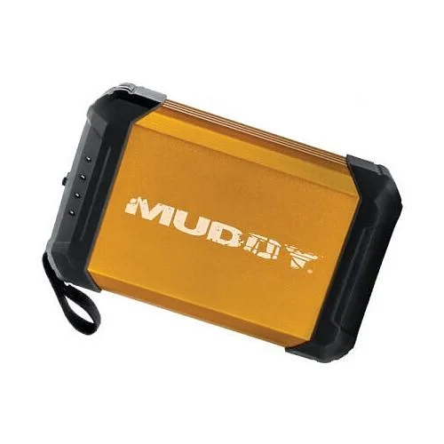 Muddy MUDHW10K 3-In-1 rechargeable hand warmer in black and orange with power bank and LED flashlight