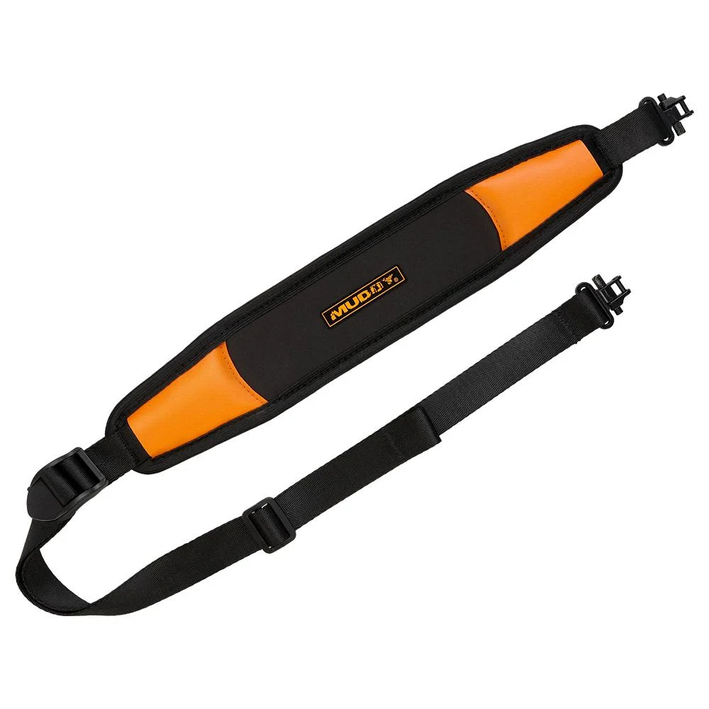 Muddy Trail Blazer lightweight rifle sling in black and orange with neoprene pad and QD swivels