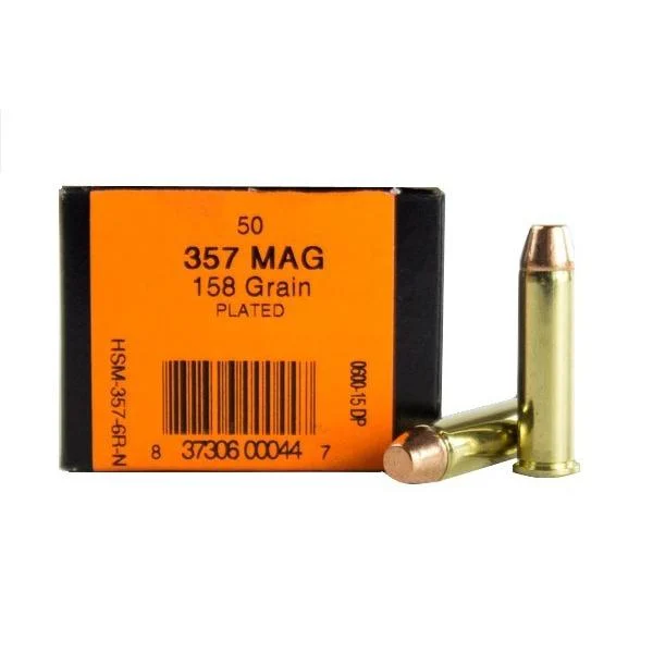 HSM Training .357 Mag 158gr plated flat-point handgun ammunition 50-count box