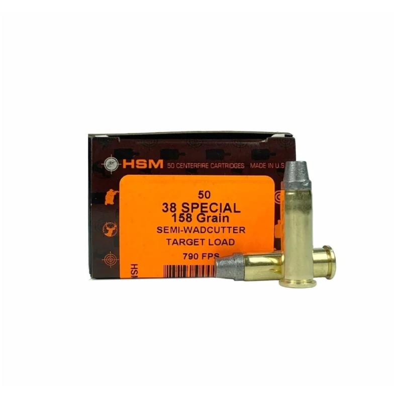 HSM Training Handgun Ammunition .38 Spl 158gr SWC 50 ct box